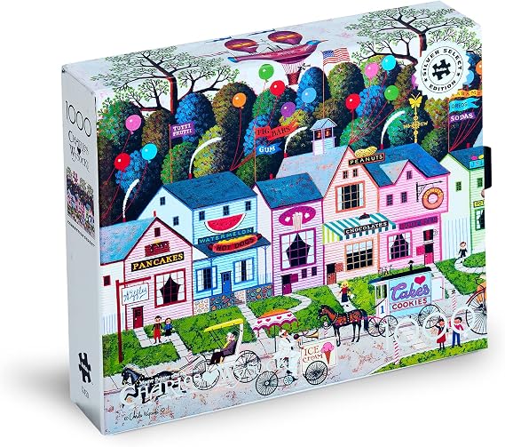 Buffalo Games - Charles Wysocki - Confection Street - 1000 Piece Jigsaw | Full-Color Poster for Easier Sorting, Precision-Cut Pieces with Tight Fit, Crafted in USA, For Adults