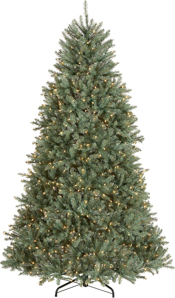 National Tree Company 7.5 ft Pre-Lit Dunhill Fir Artificial Christmas Tree, 750 Clear Lights, 2,514 Tips, Includes Stand, Blue