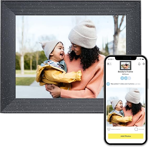 Aura Mason Luxe WiFi Digital Picture Frame | The Best Digital Frame for Gifting | Send Photos from Your Phone | 2K Display | Quick, Easy Setup in Aura App | Free Unlimited Storage | Pebble