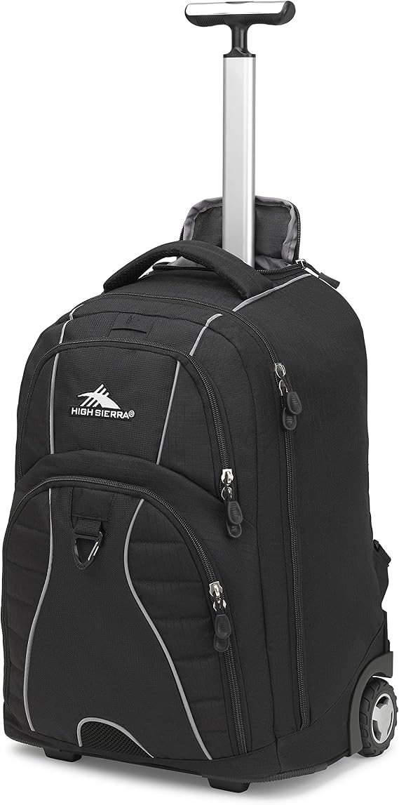 High Sierra Freewheel Wheeled Laptop Backpack, Black, 20.5 x 13.5 x 8-Inch