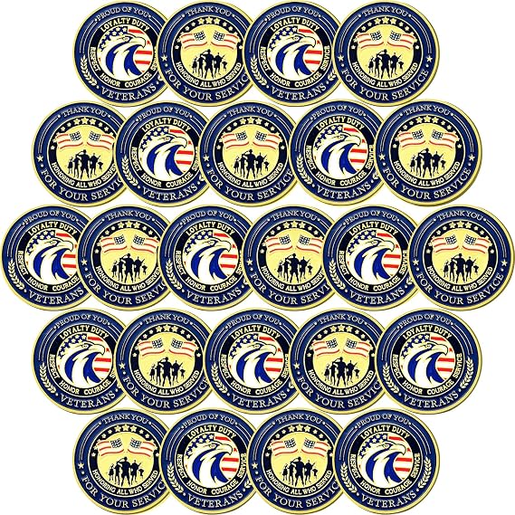 24 Pcs Veteran Challenge Coin Patriotic Veteran Thank You Coins