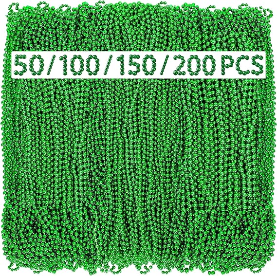 GONOSEED 200 PCS St Patricks Day Necklace Bulk St Patricks Day Accessories for Women Green Beads St Pattys Accessories Decorations Party Favor