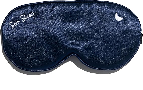 Som Sleep Satin Sleep Mask, Women & Men, Adjustable, Eye Mask, Navy Blue