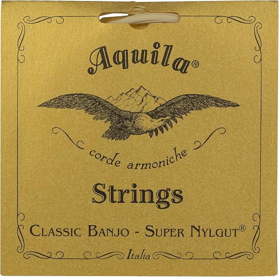 Aquila New Nylgut AQ-1B Banjo Strings - Medium Tension DBGDG Set of 5 (4th Red Series String) Clear, Superior Tone and Stable Tuning for 5-String Banjos