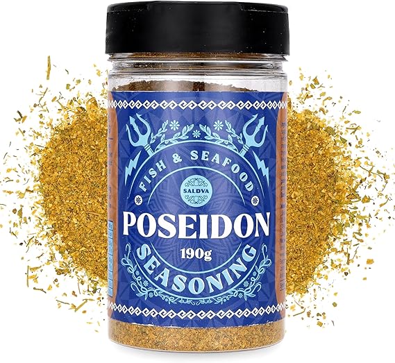Poseidon Seasoning Mix - Premium Greek Fish and Seafood Spice Mix - Crafted for Rich and Flavorful Seafood Dishes - Large Jar (190g)