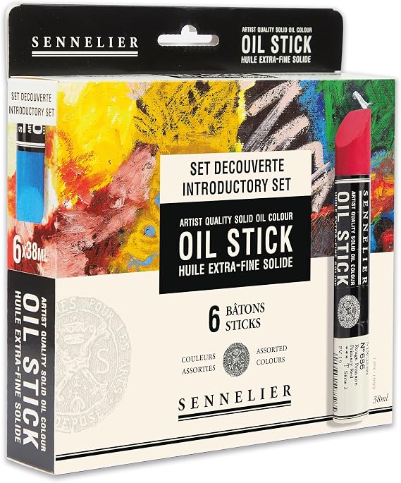 SENNELIER Oil Stick Set, Basic Introductory Colors, 6 Artist Quality Sticks, 38ml