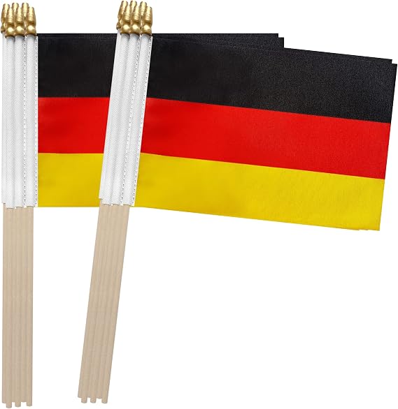 TSMD Germany Stick Flag German Small Mini Hand Held Flags,5x8 Inch,12 Pack