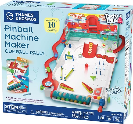 Thames & Kosmos Pinball Machine Maker STEM Experiment Kit Toy of the Year Finalist, Gumball Rally l Explore Physics, Force, Motion, Gravity, Simple Machines