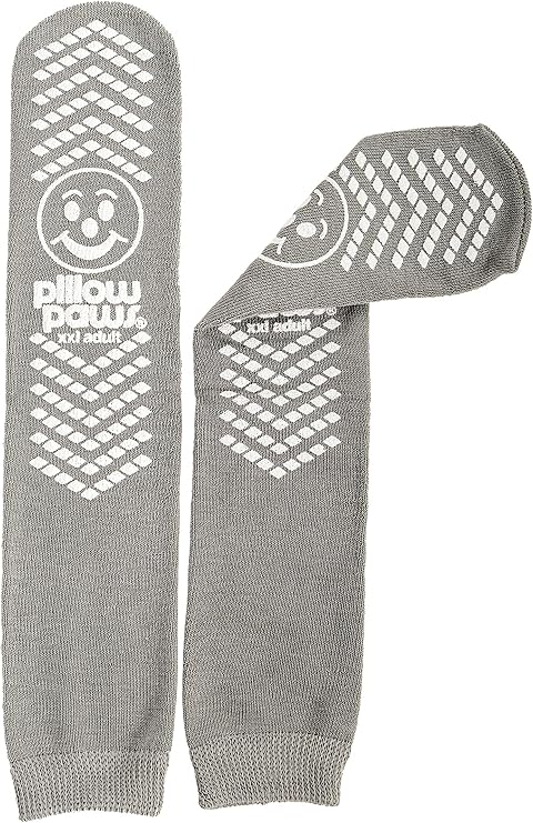 XXL Gray Double Tread Slip Stop Socks from Pillow Paws (Terrycloth) (4 Pairs)