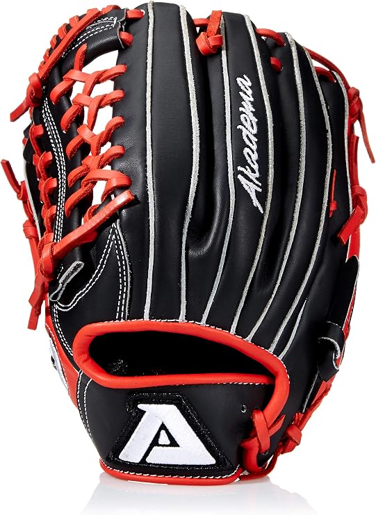 Akadema Torino Series Baseball Infielders Gloves, Black/Red, Right Hand, 12"
