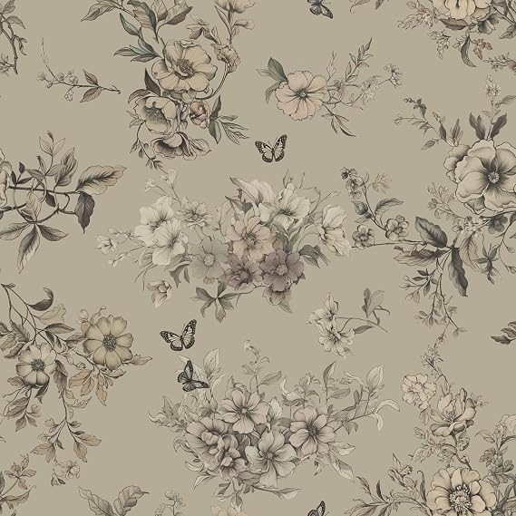 Theper Vintage Floral Wallpaper Peel and Stick Boho 17.3"78.8" Removable Self Adhesive Wallpaper for Bedroom Flower Mural Floral Contact Paper for Cabinets Shelf Vinyl Roll
