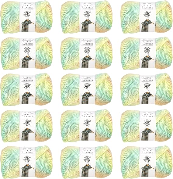 Loops & Threads Chalk Facets Yarn - Medium Weight Yarn for Knitting, Crochet, Weaving, Arts & Crafts, 15 Pack