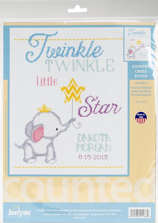 Twinkle Little Star Birth Announcement Counted Cross Stitch Kit