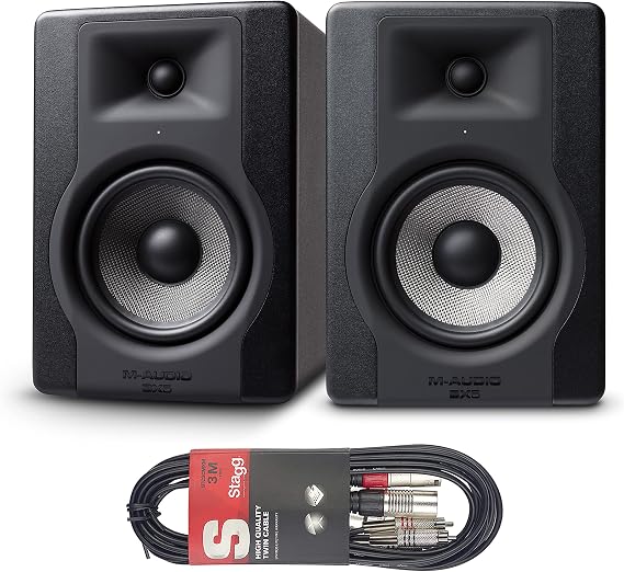 M-Audio BX5 D3 - Compact 2-Way 5 Inch Active Studio Monitors/Loudspeakers (2 Pieces) + Stagg STC3CMXM 3m Twin RCA Male to Twin XLR Male Cable