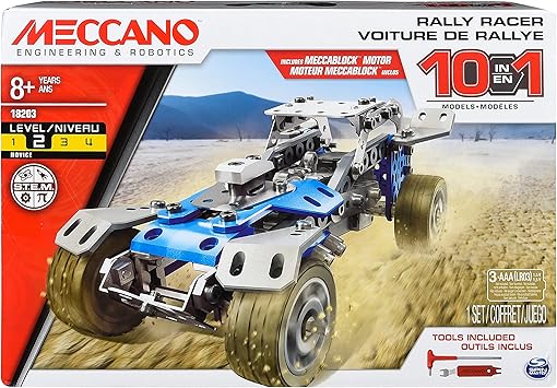 Erector by Meccano 10 in 1 Rally Racer Model Vehicle Building Kit, STEM Education Toy for Ages 8 & up