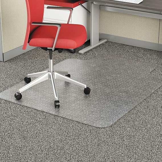 Alera Studded Chair Mat for Flat Pile Carpet, 36" x 48", with Lip, Clear
