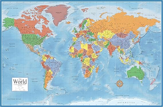 48x78 World Classic Premier Wall Map Mega Poster Laminated