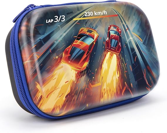 ZIPIT 3D Pencil Case for Boys, Lenticular School Pencil Box, Car Race