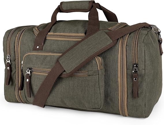 Duffle Bag for Travel 2023 Expandable (40L) Lightweight Water-Resistant Carry On Weekender with Multiple Pockets & Shoulder Strap Airline Approved Travel Duffel Bags for Men & Women - ARMY GREEN