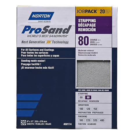 Norton Prosand 9" X 11" Sanding Sheets 80G 20 Pack