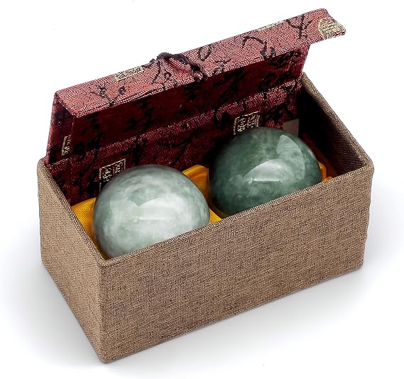 Baoding Balls 1.4" / 1.5" / 2.2" Chime or Non-Chime Zen Balls, Stainless Steel / Stone, Adult, Kids, 2.2" Green, 2 Set, 2 Pieces, 1 Pack