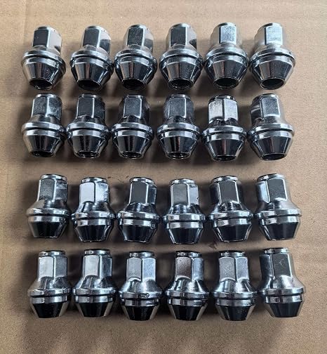 24pcs Chrome Wheel Lug Nuts 611-008 Replacement for 2015-2025 Ford F-150, Lobo Transit-150 250 350 & Lincoln Navigator Front Rear