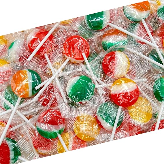 Fruit Lollipops, Hard Candy Individually Wrapped, 80 Count, 2 Lb Bag