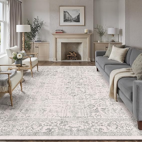 HUGEAR Vintage Rugs Living Room Area Rug 240x300cm Grey Washable