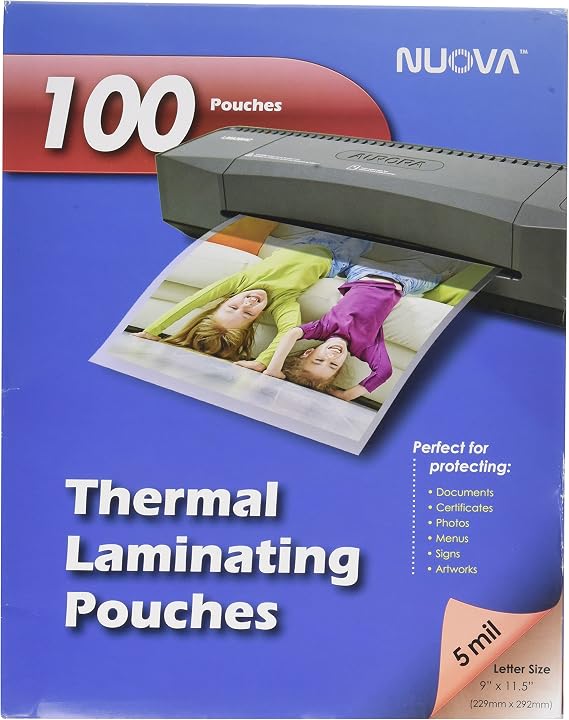 Nuova 100-Pack, 5 Mil Thermal Laminating Pouches 9 x 11.5 Inches, Letter Size, LP105H
