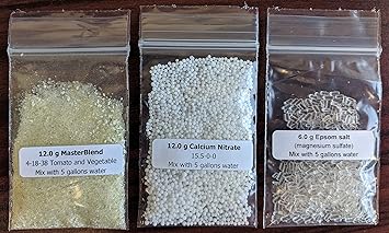 Masterblend Tomato & Vegetable Fertilizer Plant Nutrients Fertilizer Combo Kit - Pre-Weighed Packets for 5 Gallons - 3 Kits to Make 15 gallons Total