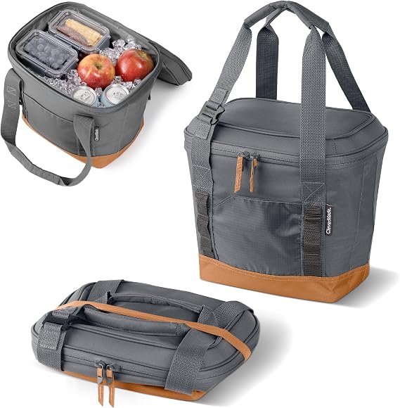 CleverMade Pacifica Collapsible Cooler Bag, Small Travel Cooler, Cool Gray