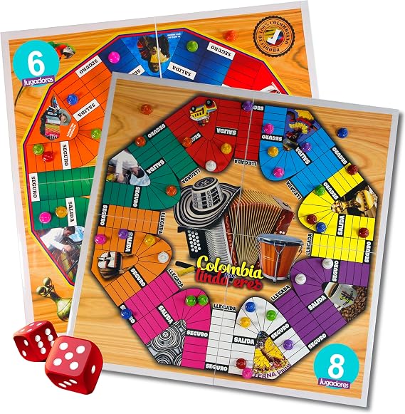 PARQUES Colombiano MAGNETICO Madera 8/6 JUGADORES 50x50 CM Doble cara plegable para viajes. Parcheesi parchis Ludo Board Game 8 Players Original juego de mesa Colombiano Wooden Colombian Parks
