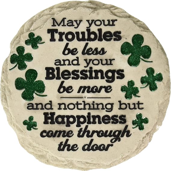 Spoontiques St Patrick's Day May Your Troubles Stepping Stone - Decorative Garden Stone for Yard, Patio, Garden or Walkway - Outdoor or Indoor Home Decor