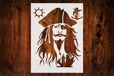 Pirate Captain Stencil Template, Reusable 10 mil Mylar, for DIY Art, Scrapbooking, Wall Painting & More
