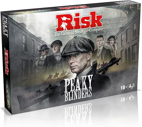 Winning Moves Peaky Blinders RISK Strategic Board Game, Conquer it all with Thomas Shelby, Accept missions from Arthur, Lizzie, Oswald Mosley and Jessie Eden, makes a great gift for ages 18 plus