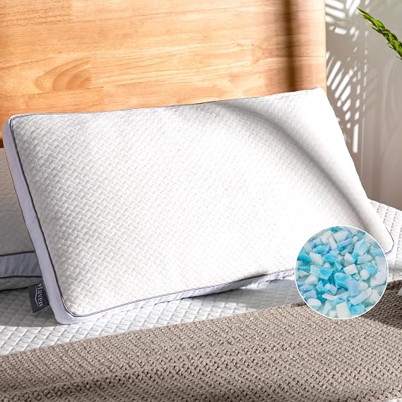 EGOHOME Shredded Memory Foam Pillows, Bed Pillows for Sleeping, Standard Pillow for Side Back Stomach Sleepers, Neck Support Pillow with Washable Removable Cover(King,1 Pack)