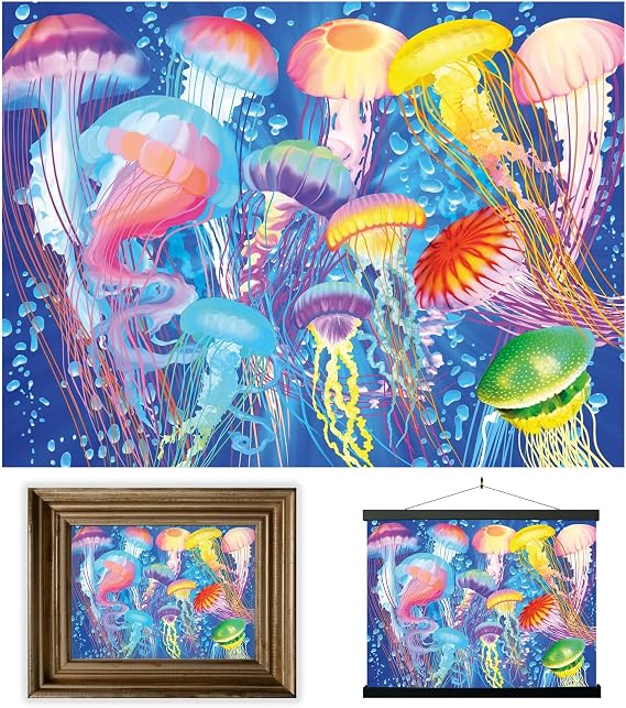 3D LiveLife Lenticular Pictures - Jelly Jiggle from Deluxebase. A3 Unframed Deep 3D Effect Animal Wall Art for Living Room, Bedroom or Kitchen. Unique Jellyfish Print Poster for Home Decor.