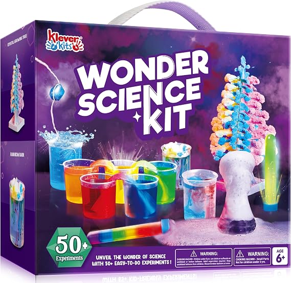 KLEVER KITS 50+ Kids Science Experiment Kits,STEM Toys Crystal Growing Kit for Kids,Bicolor Flower Chemistry Set, Educational Toy Gifts for Boys Toys Age 6+, Science Kits for Kid Age 10