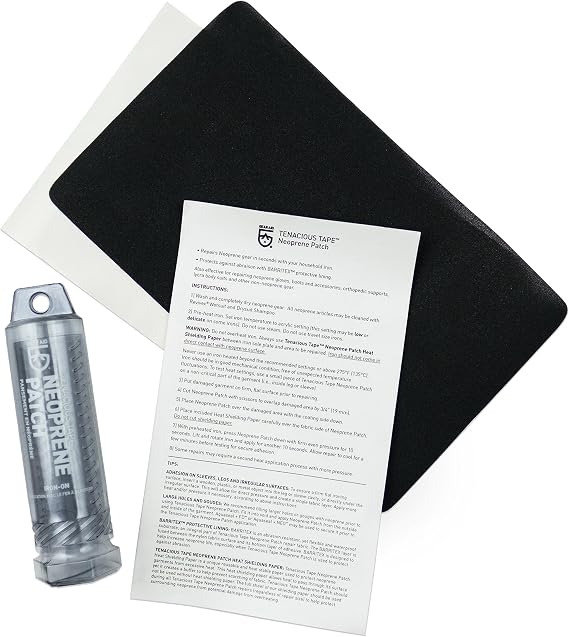 GEAR AID Wetsuit Repair Kit with Neoprene Patch, Fix Seams and Tears, Black, 6 x 10"
