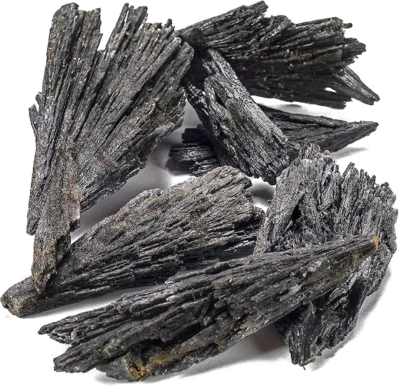 KALIFANO Black Kyanite Blade Bundle with Healing & Calming Effects - High Energy Brazilian Cianita Reiki Crystal Used for Meditation and (Information Card Included)