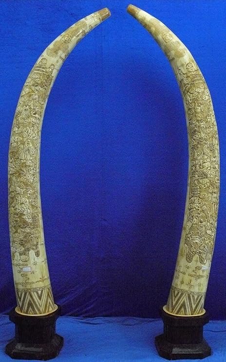 Pair of 80" Standing Antique Bone 18 Immortals F80-2
