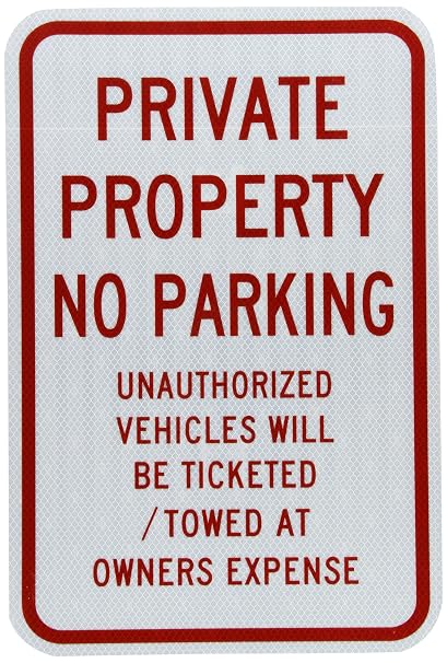 Zing Green Products 2274 Recycled Aluminum "Private Property No Parking", Engineer Grade Prismatic, 18" Length, 12" Width