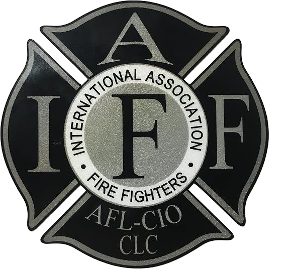 The 4" Reflective Black IAFF Union Vinyl Firefighter Us Made Window Decal Sticker