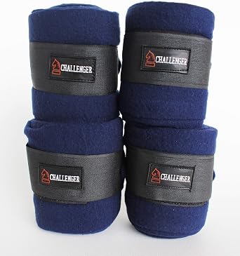 CHALLENGER Horse Tack Grooming Leg Polo Wrap Set of 4 Soft Fleece Navy Blue 95R04