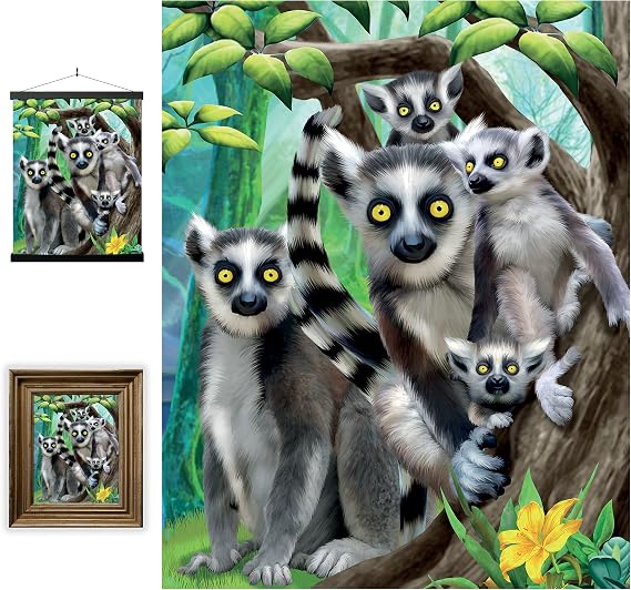 3D LiveLife Lenticular Pictures - Ring-Tailed Lemurs from Deluxebase. A3 Unframed Deep 3D Effect Animal Wall Art for Living Room, Bedroom or Kitchen. Unique Lemur Print Poster for Home Decor.