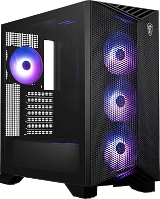 MSI MPG GUNGNIR 211R Airflow PZ - Premium Mid-Tower Gaming PC Case - Tempered Glass Side Panel - ARGB 120mm Fans - Liquid Cooling Support up to 360mm Radiator