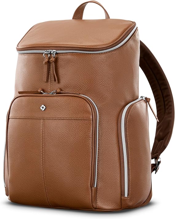 Samsonite Mobile Solution 2 Leather Deluxe Backpack - Cognac