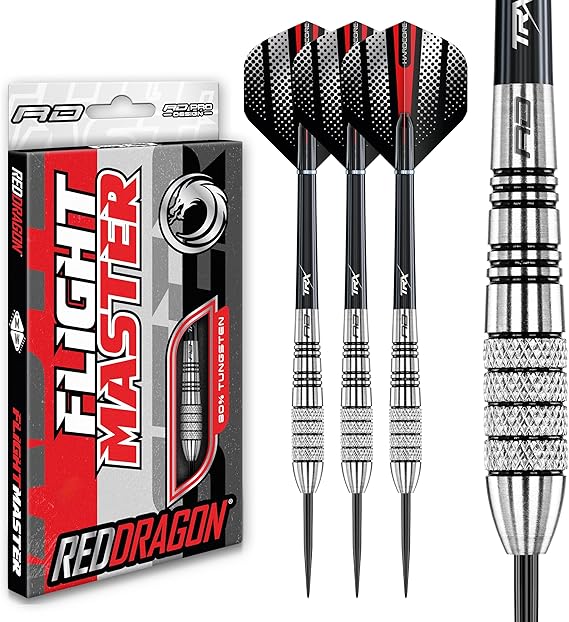 RED DRAGON Sidewinder Series Steel Tip Darts Set - 80% Tungsten Slim Barrels with Engineered Grip for Precision & Control - Flights & Shafts Included - Available in 23g - 30g Weights