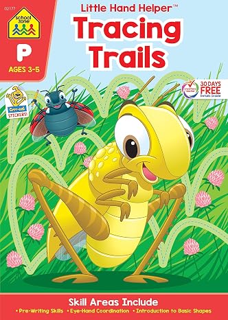 School Zone Tracing Trails Workbook: 32 Pages, Preschool, Pre-Writing, Intro to Shapes, Alphabet, Numbers, Ages 3 to 5 (Little Hand Helper Book Series)