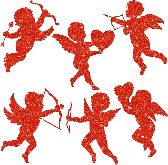 Gift Boutique 24 Pack Valentine Red Glitter Cupid Cutouts 11 Inch Large Cardboard Cut Outs Wedding Classroom Window DIY Craft Party Supply Decorations